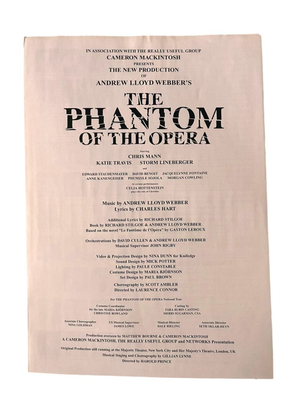 The Phantom Of The Opera Tour Program Booklet Spectacular New Production - Picture 3 of 7